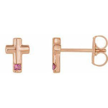 Load image into Gallery viewer, Mozambique Garnet Cross Earrings
