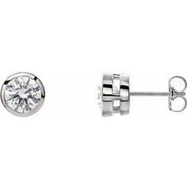 1 CTW Lab-Grown Diamond Tapered Bezel-Set Stud Earrings