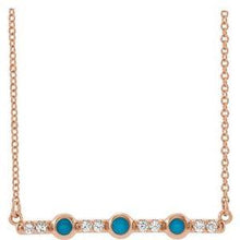 Load image into Gallery viewer, Turquoise &amp; 1/8 CTW Diamond Bar 16&quot; Necklace
