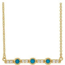 Load image into Gallery viewer, Turquoise &amp; 1/8 CTW Diamond Bar 16&quot; Necklace

