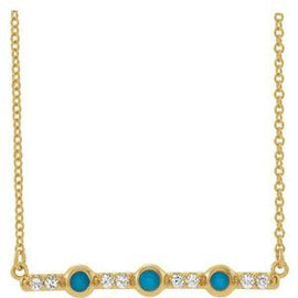 Turquoise & 1/8 CTW Diamond Bar 16