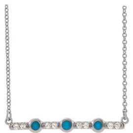 Turquoise & 1/8 CTW Diamond Bar 16