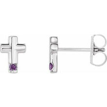 Load image into Gallery viewer, Mozambique Garnet Cross Earrings
