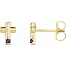 Load image into Gallery viewer, Mozambique Garnet Cross Earrings
