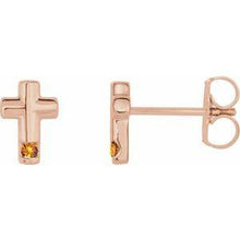 Load image into Gallery viewer, Mozambique Garnet Cross Earrings
