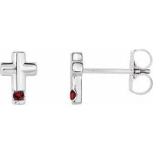 Load image into Gallery viewer, Mozambique Garnet Cross Earrings
