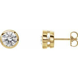 1 CTW Lab-Grown Diamond Tapered Bezel-Set Stud Earrings