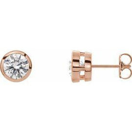 1 CTW Lab-Grown Diamond Tapered Bezel-Set Stud Earrings