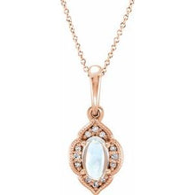 Load image into Gallery viewer, Rainbow Moonstone &amp; .03 CTW Diamond Clover 16-18&quot; Necklace
