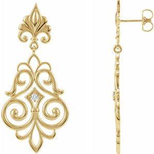 .06 CTW Diamond Fleur-de-Lis Decorative Earrings