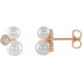 Akoya Cultured Pearl & 1/8 CTW Diamond Earrings