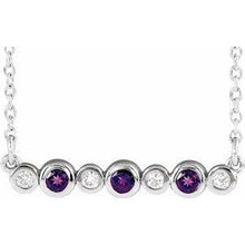 Load image into Gallery viewer, Mozambique Garnet &amp; .08 CTW Diamond Bezel-Set Bar 16-18&quot; Necklace
