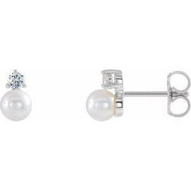 Freshwater Cultured Pearl & 1/2 CTW Diamond Earrings