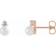 Load image into Gallery viewer, Freshwater Cultured Pearl &amp; 1/2 CTW Diamond Earrings
