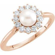 Load image into Gallery viewer, Freshwater Cultured Pearl &amp; 1/3 CTW Diamond Ring
