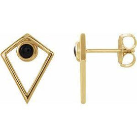 Onyx Cabochon Pyramid Earrings