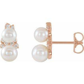 Freshwater Cultured Pearl & 1/10 CTW Diamond Ear Climbers