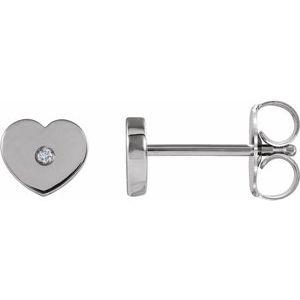 .01 CTW Diamond Solitaire Heart Youth Earrings