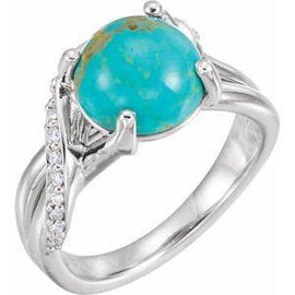 Turquoise & 1/6 CTW Diamond Ring