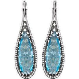 Sky Blue Topaz & 1/3 CTW Diamond Earrings