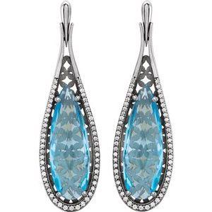 Sky Blue Topaz & 1/3 CTW Diamond Earrings