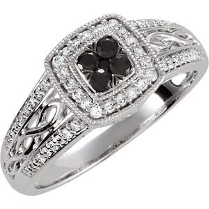 Black Spinel & 1/5 CTW Diamond Ring