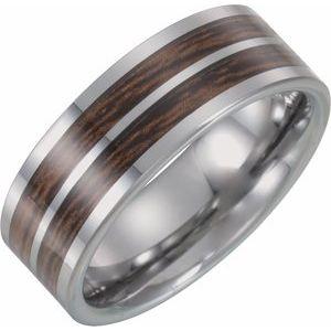 Flat Band with Carbon Fiber & Wood Inlay