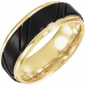 Black PVD & Gold-Plated 8 mm Grooved Band 14