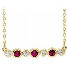 Load image into Gallery viewer, Mozambique Garnet &amp; .08 CTW Diamond Bezel-Set Bar 16-18&quot; Necklace
