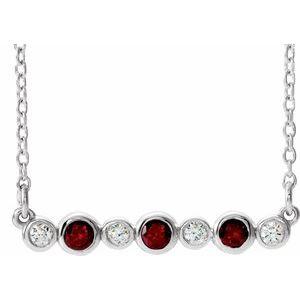 Mozambique Garnet & .08 CTW Diamond Bezel-Set Bar 16-18