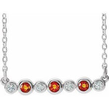 Load image into Gallery viewer, Mozambique Garnet &amp; .08 CTW Diamond Bezel-Set Bar 16-18&quot; Necklace
