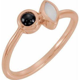 Opal & Onyx Ring