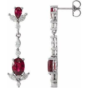 Ruby & 3/4 CTW Diamond Dangle Earrings