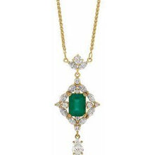 Load image into Gallery viewer, Emerald &amp; 1 1/4 CTW Diamond 16&quot; Necklace
