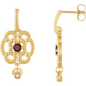 Mozambique Garnet & .03 CTW Diamond Earrings