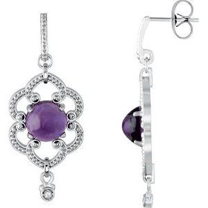 Amethyst & .03 CTW Diamond Granulated Earrings