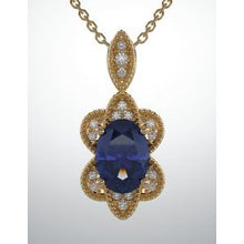 Load image into Gallery viewer, Blue Sapphire &amp; .06 CTW Diamond Pendant
