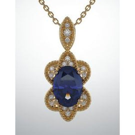 Blue Sapphire & .06 CTW Diamond Pendant