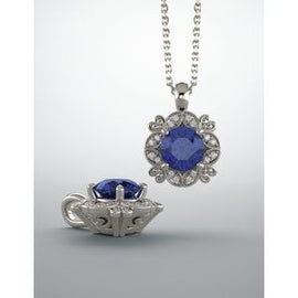 Blue Sapphire & .04 CTW Diamond Pendant