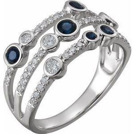 Blue Sapphire & 3/8 CTW Diamond Ring
