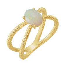 Load image into Gallery viewer, 8x6 mm Opal Criss-Cross Rope Ring
