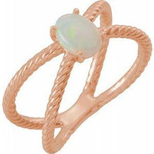 Load image into Gallery viewer, 8x6 mm Opal Criss-Cross Rope Ring
