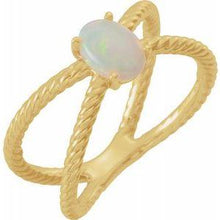 Load image into Gallery viewer, 8x6 mm Opal Criss-Cross Rope Ring
