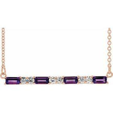 Load image into Gallery viewer, Blue Sapphire &amp; 1/5 CTW Diamond Bar 16-18&quot; Necklace
