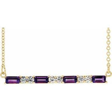 Load image into Gallery viewer, Blue Sapphire &amp; 1/5 CTW Diamond Bar 16-18&quot; Necklace
