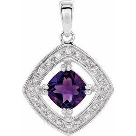 Amethyst & 1/10 CTW Diamond Pendant