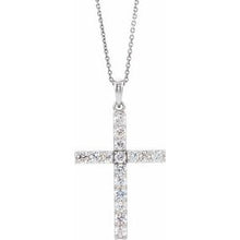 Load image into Gallery viewer, 14K White 1/8 CTW Natural Diamond Cross 18&quot; Necklace
