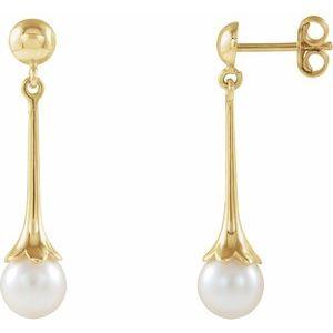 Freshwater Pearl Dangle Earrings with Backs