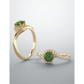 Chatham® Created Emerald & 1/6 CTW Diamond Ring