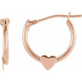 Hinged Hoop Earrings with Heart